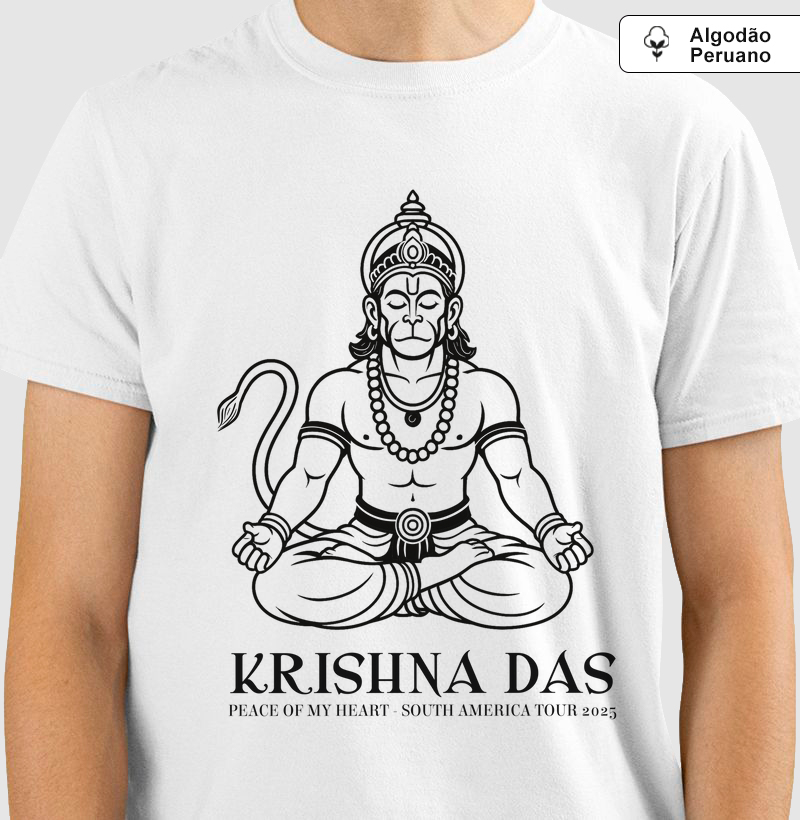 Hanuman - Camiseta Algodão Peruano -Estampa Preta