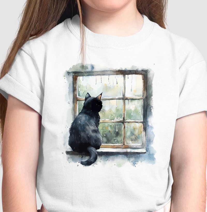 Aquarela: Gato na Janela
