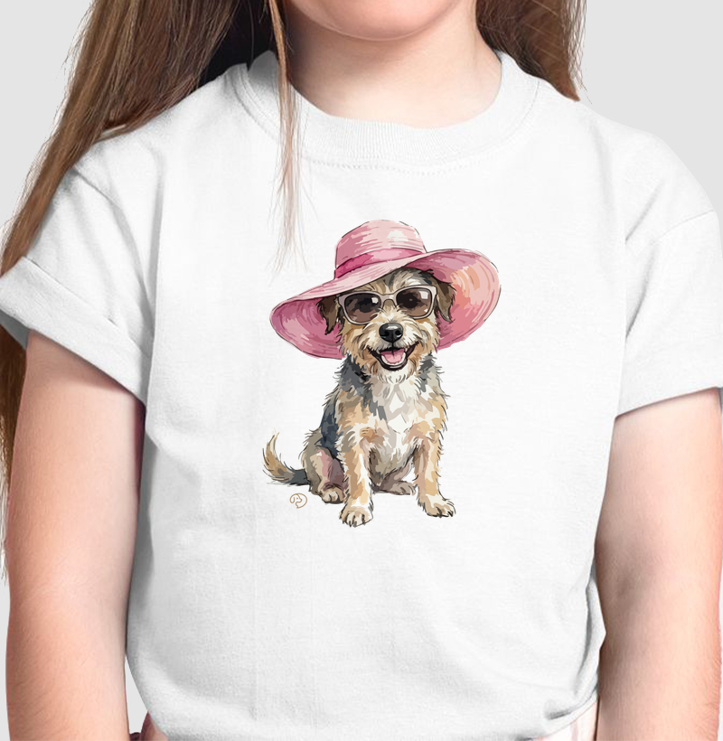 Cachorro com Chapéu - Camiseta Infantil
