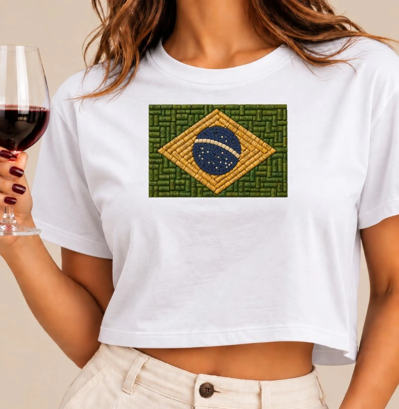 Camiseta Cropped Vinho - Brasil de Rolha - Cropped