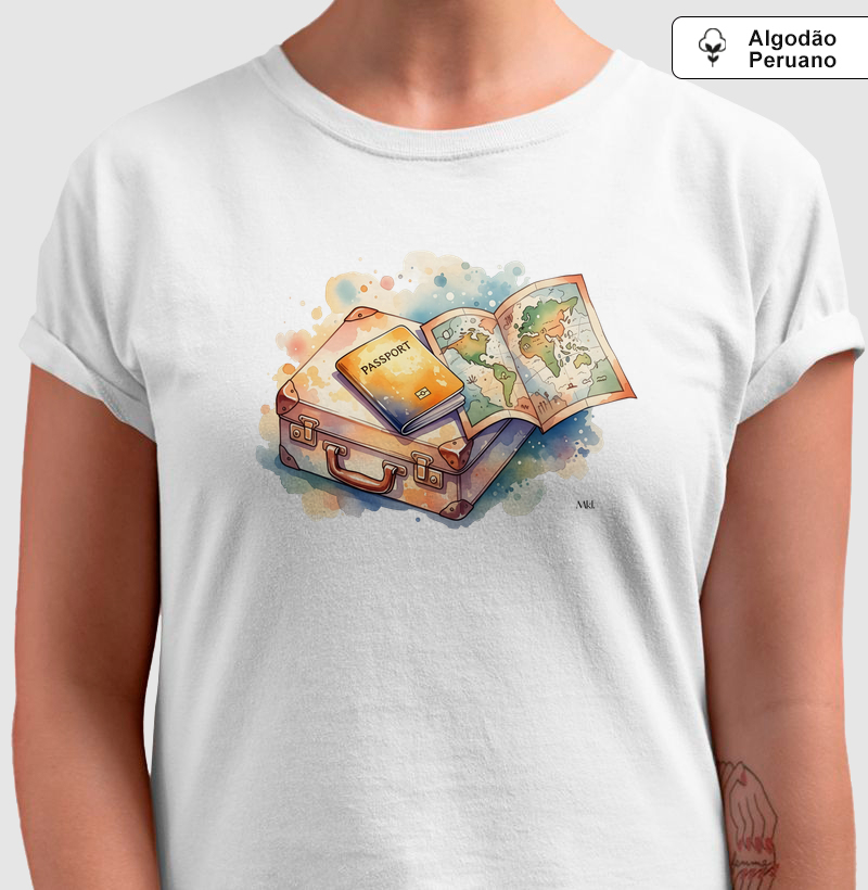 Camiseta Algodão Peruano - Mapa Mundi 