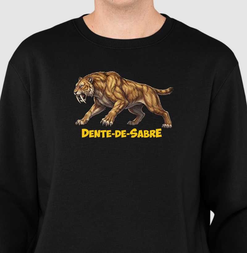 Blusa Dinossauro Suéter Tigre Dente-De-Sabre Algodão Premium Dinoloco