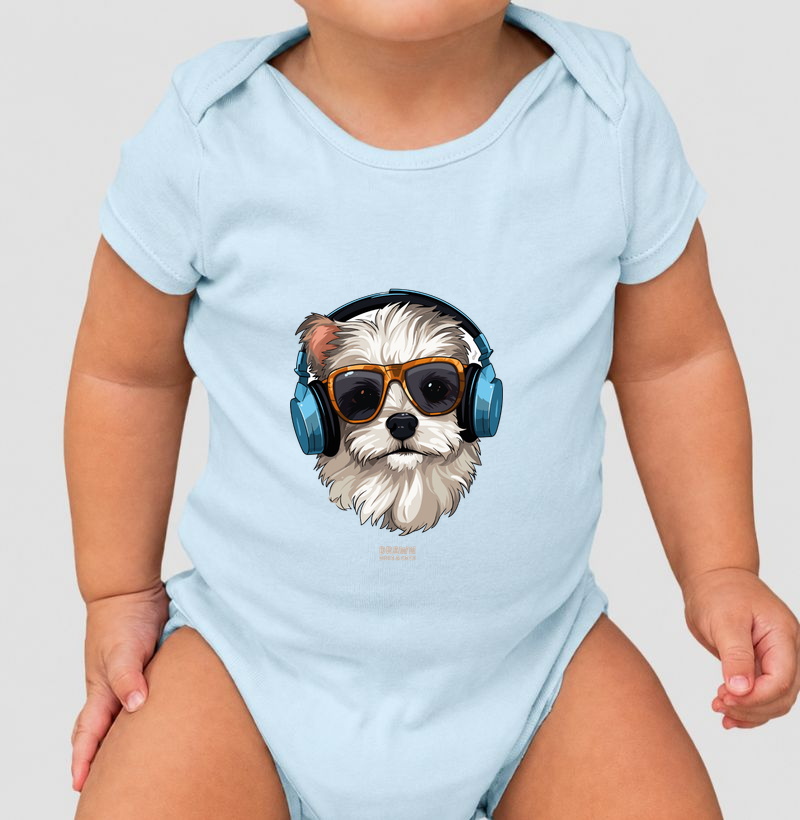 Shih Tzu de phone e óculos escuro - Body Infantil