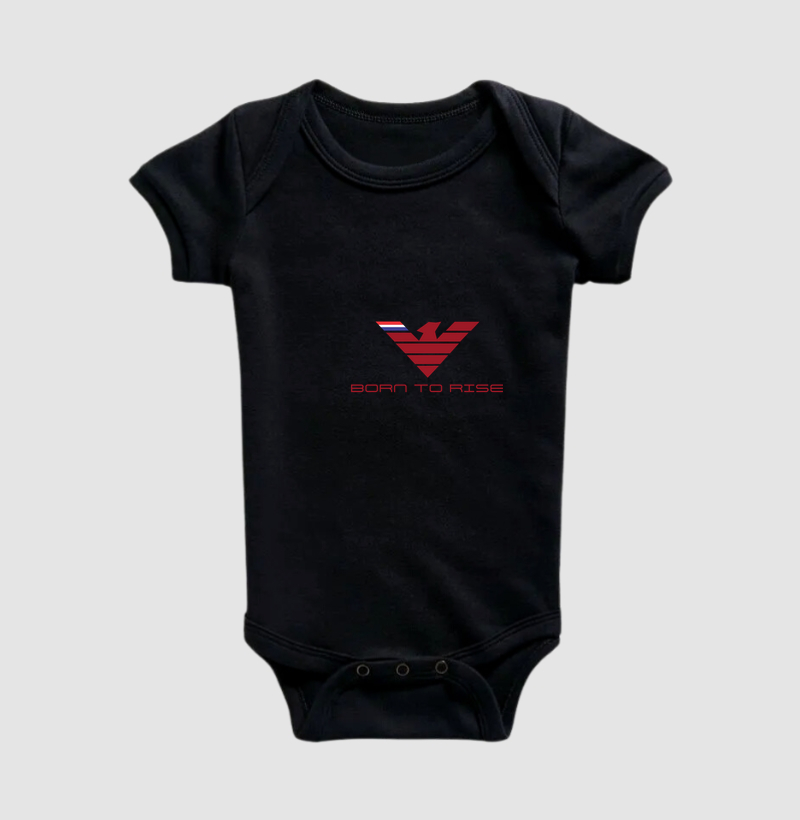 "Nascido para subir. Preparado para vencer. Destinado a deixar sua marca." A estampa Born to Rise foi criada para pessoas que carregam uma mentalidade vencedora. 🦅🔥🚀 - Body Infantil