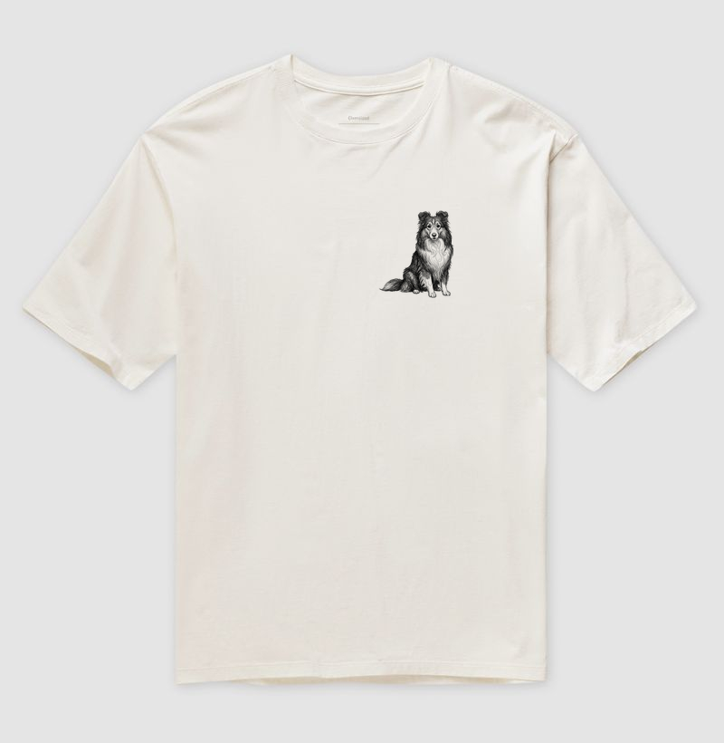 Pastor de Shetland - Desenho - Camiseta Oversized