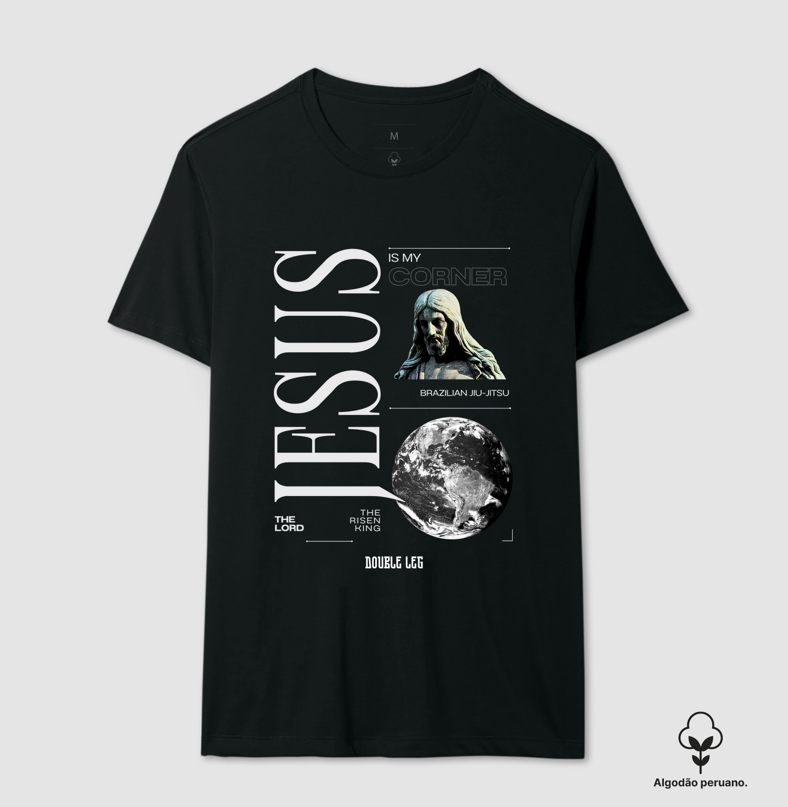 Camiseta algodão peruano "Jesus is my corner"