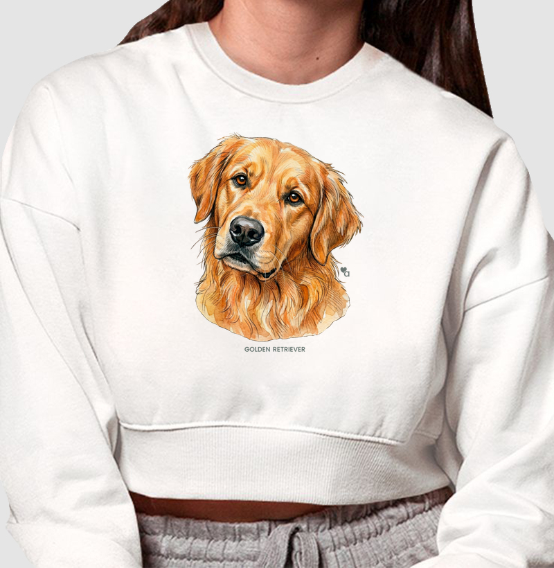 Cães - Golden Retriever - Moletom Cropped