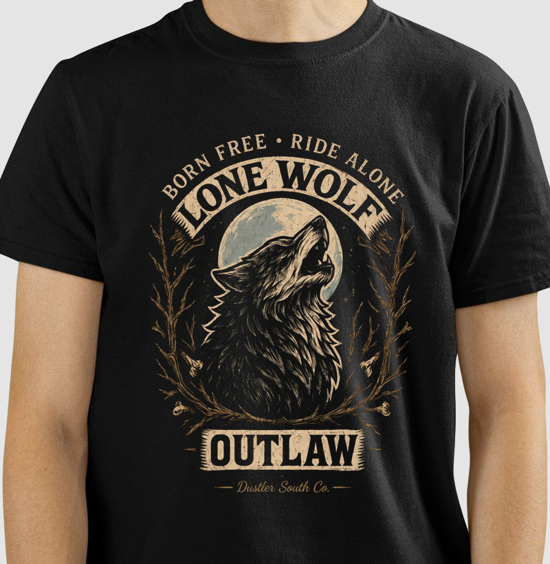 Camiseta Lone Wolf – Born Free, Ride Alone