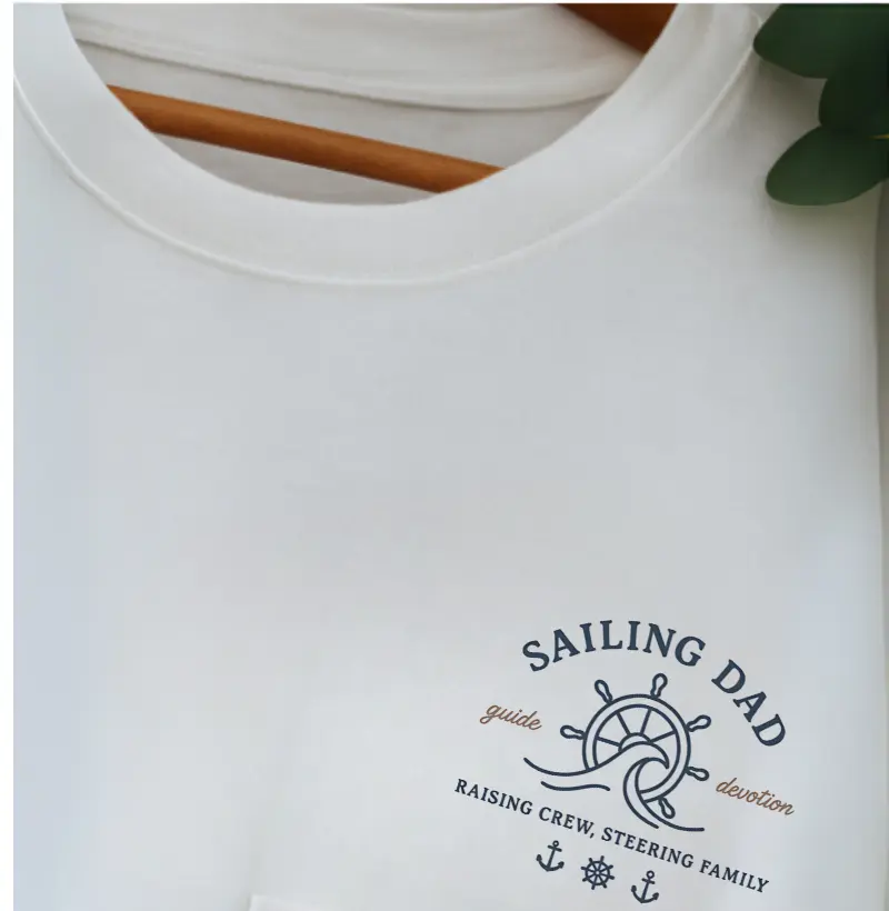 Camiseta de dia dos pais - Sailing Dad bolso - Algodão 30.1 