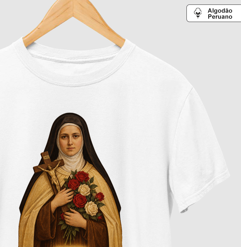 Camiseta Algodão Peruano Santa Teresinha Rogai por Nós