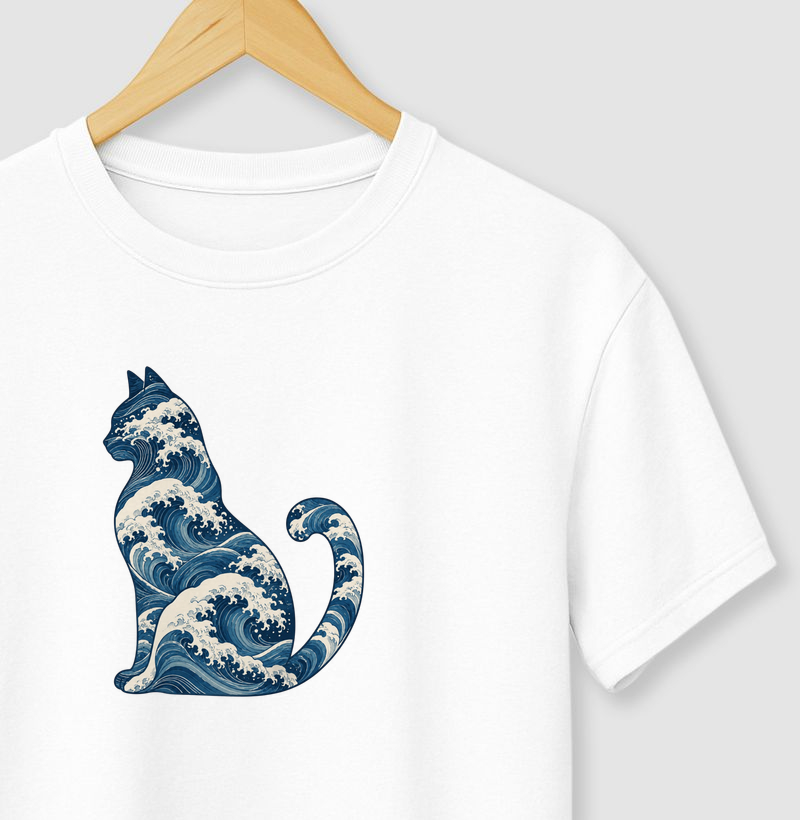 Gato em Ondas Japonesas