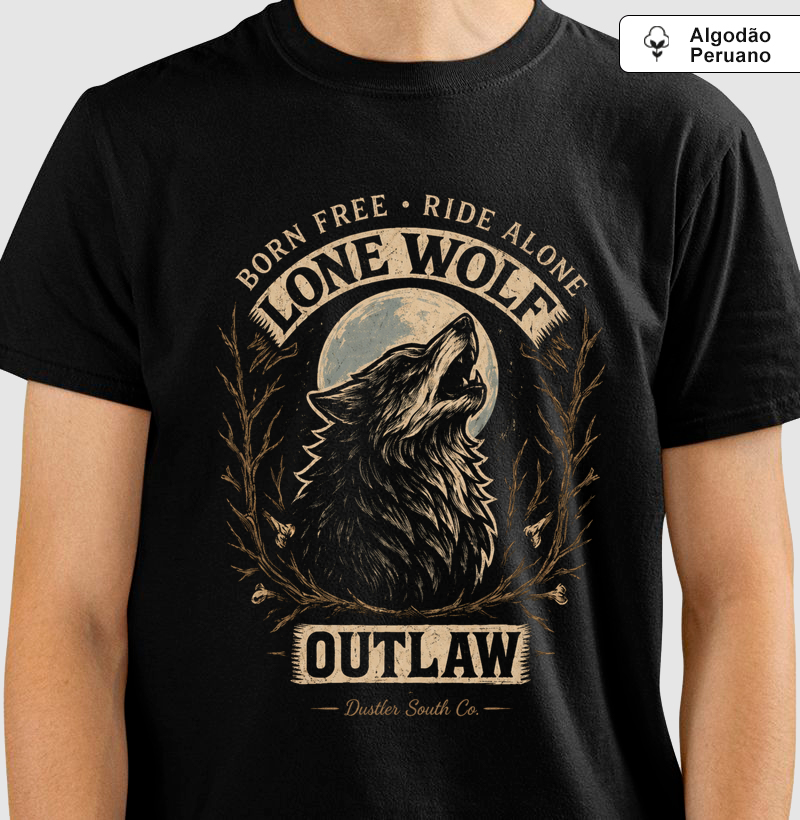 Camiseta Lone Wolf – Born Free, Ride Alone