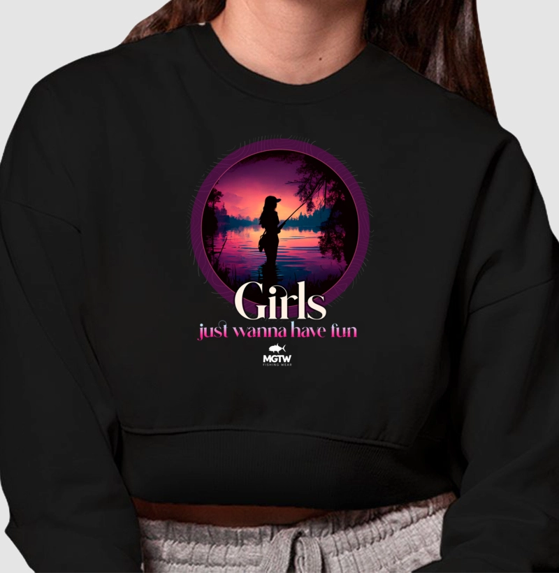 MOLETOM CROPPED GIRLS JUST WANNA HAVE FUN - Cropped Moletom