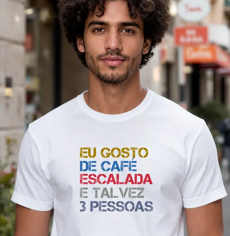 Camiseta Falésia & Magnésio | Café, Escalada & Pouca Gente