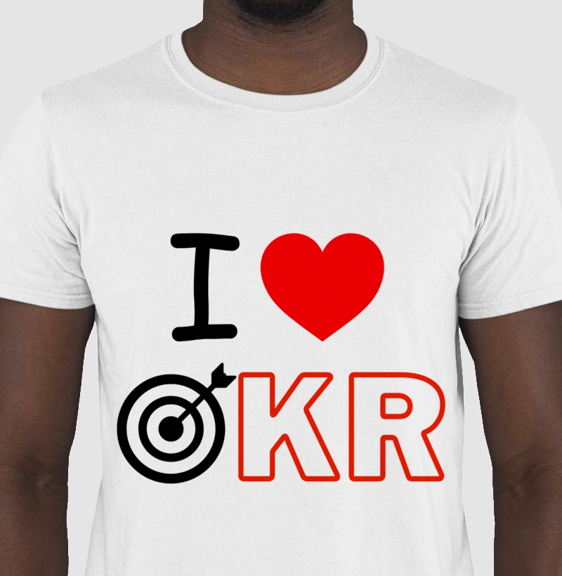 Camiseta "I LOVE OKR" Branca/Cinza Masc./Fem.
