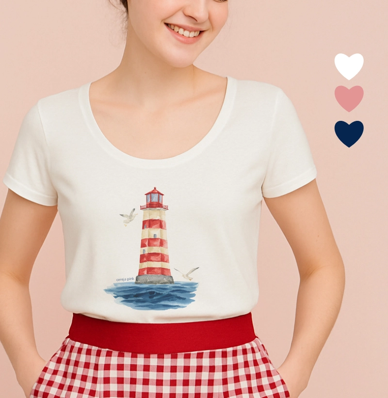 Camiseta Feminina Ilustrada Farol