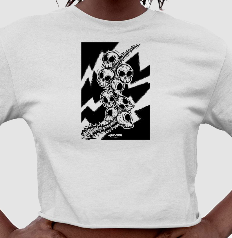 Cropped Caveiras com Espinhos