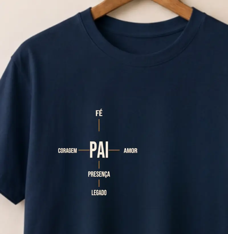 Camiseta Dia dos Pais - Pai, coragem, fé, amor, presença - Legado | Presente