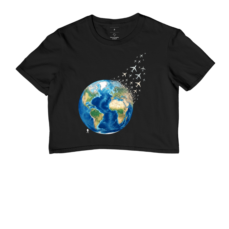 Camiseta Globo Terrestre Avioes Dispersos | Arte 3D Viagem Mundo | Colecao Viciados em Viagem