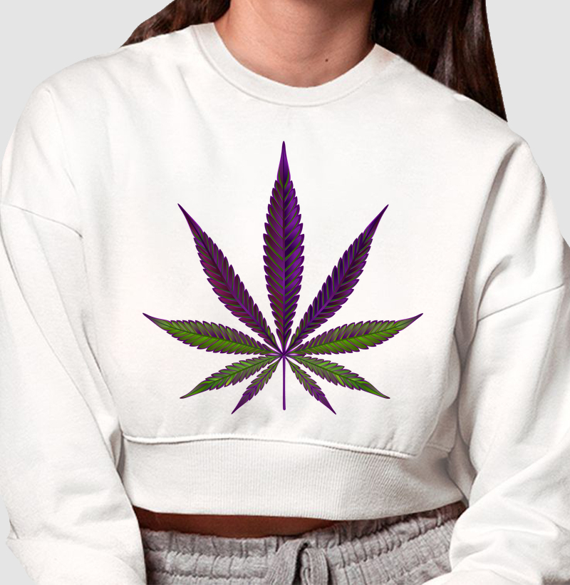 Folha Roxa Moletom Cropped Premium