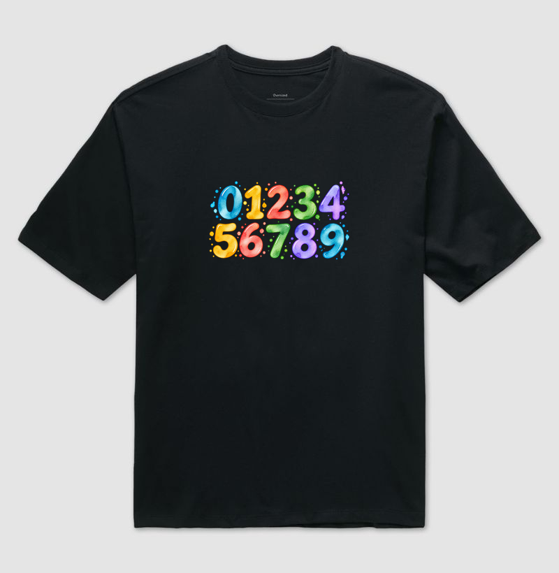 Camiseta Números em Cores - Camiseta Oversized