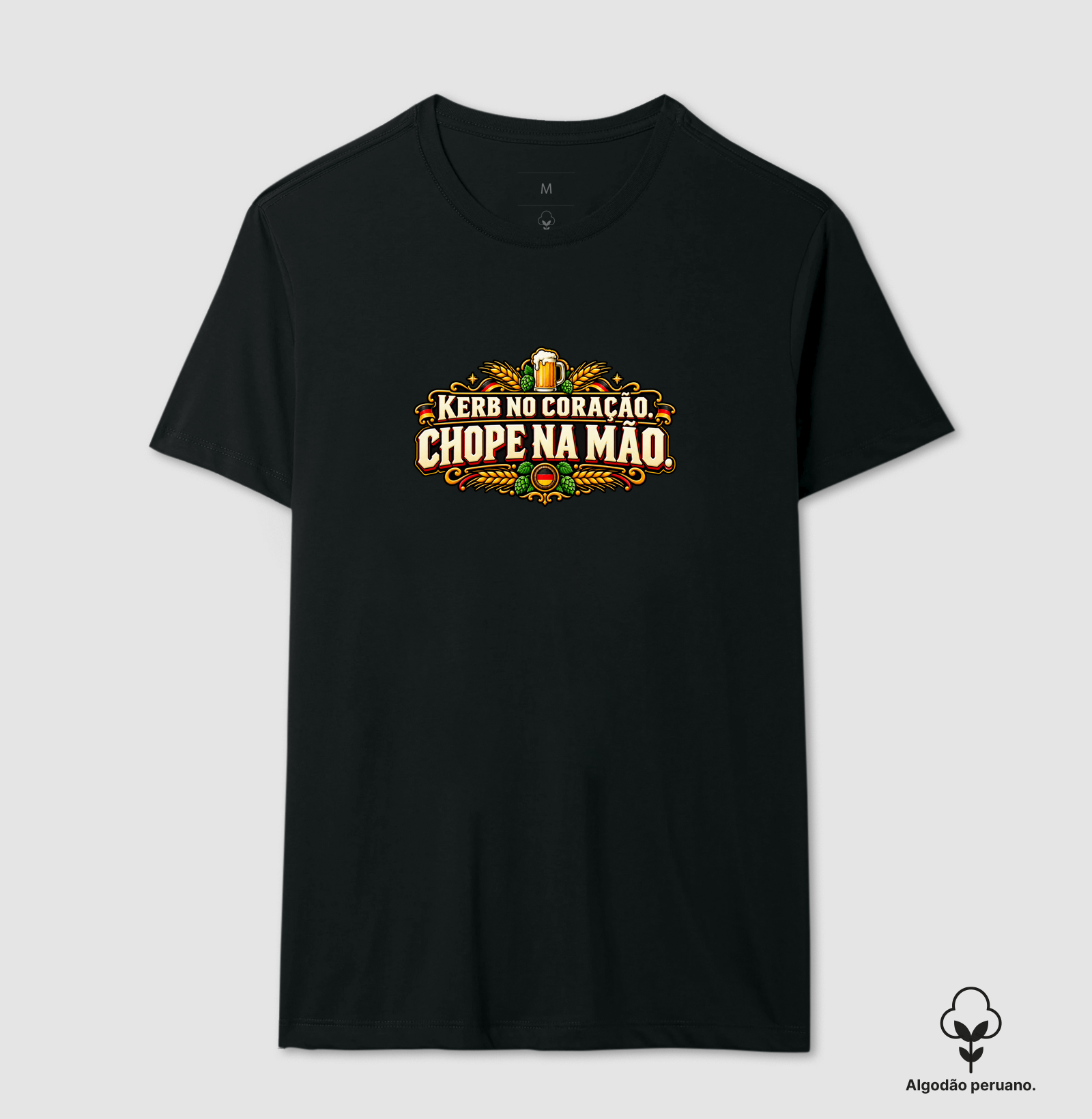 Kerb no coração, chope na mão - Camiseta Algodão Peruano