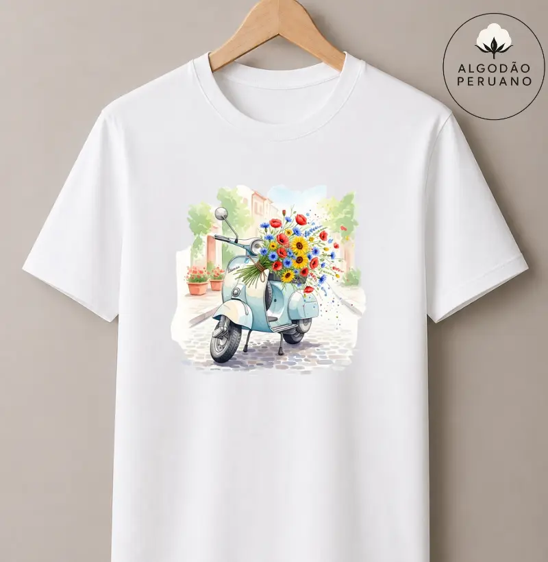 Camiseta Algodão Peruano - Vespa florida 