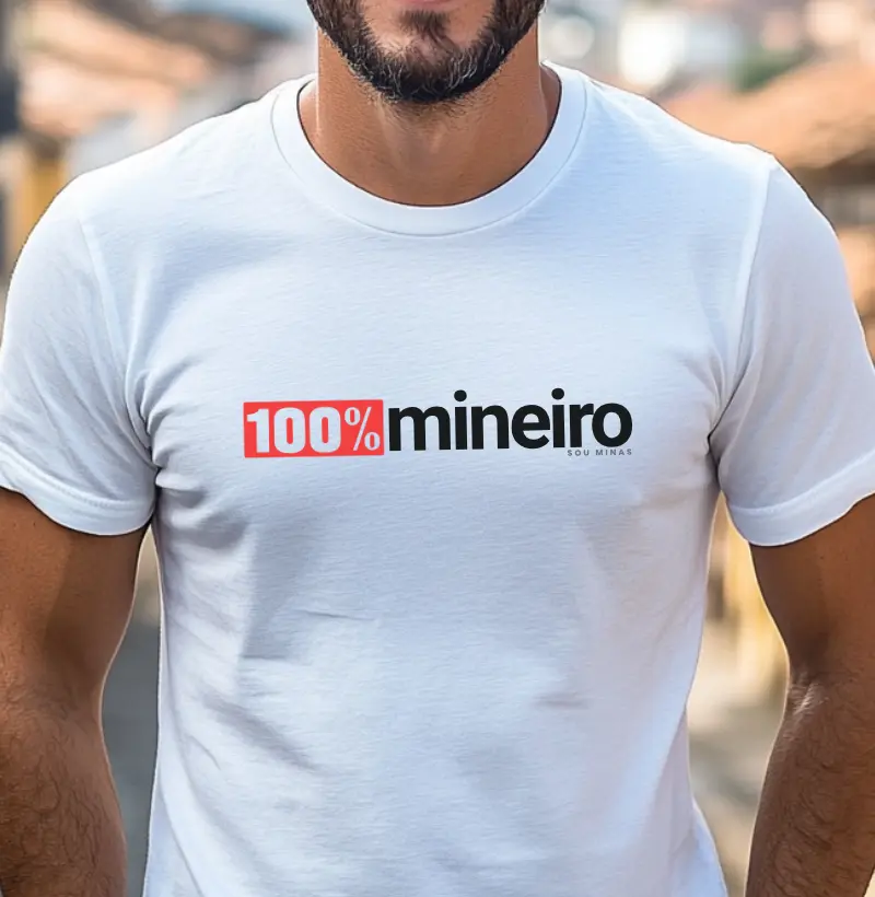 Camiseta 100% Mineiro | Minimalista Moderna | Orgulho das Gerais