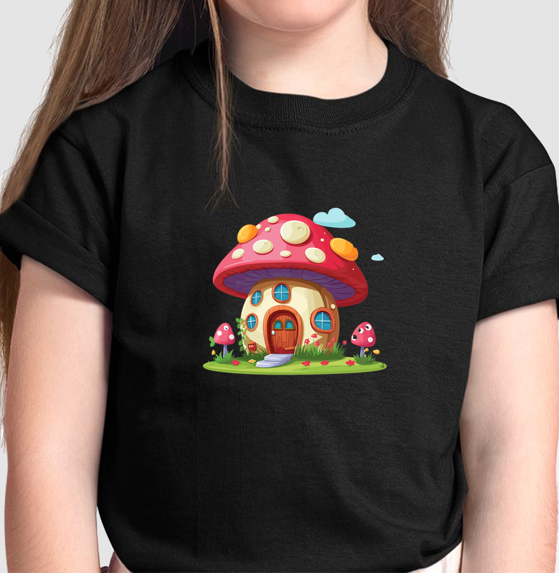 Camiseta Infantil Casinha Encantada. Coleção Kids. Meninos e Meninas. Algodão Premium.