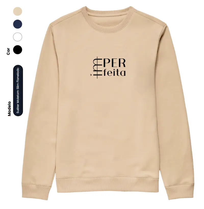 IMperfeita Sueter Slim Moletom [estampa preta e branca]