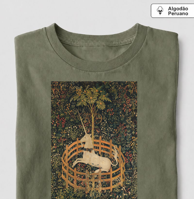 O Unicórnio Cativo, 1495–1505 - Camiseta Algodão Peruano