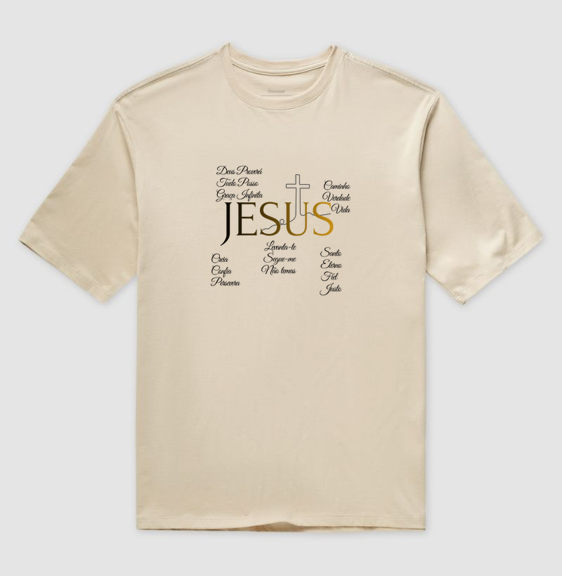 Camiseta Oversized Jesus com Frases