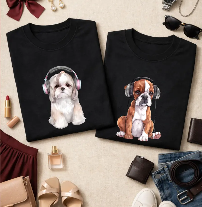 Camiseta Pet Lovers “Dog com Headphone – Shih Tzu” #194