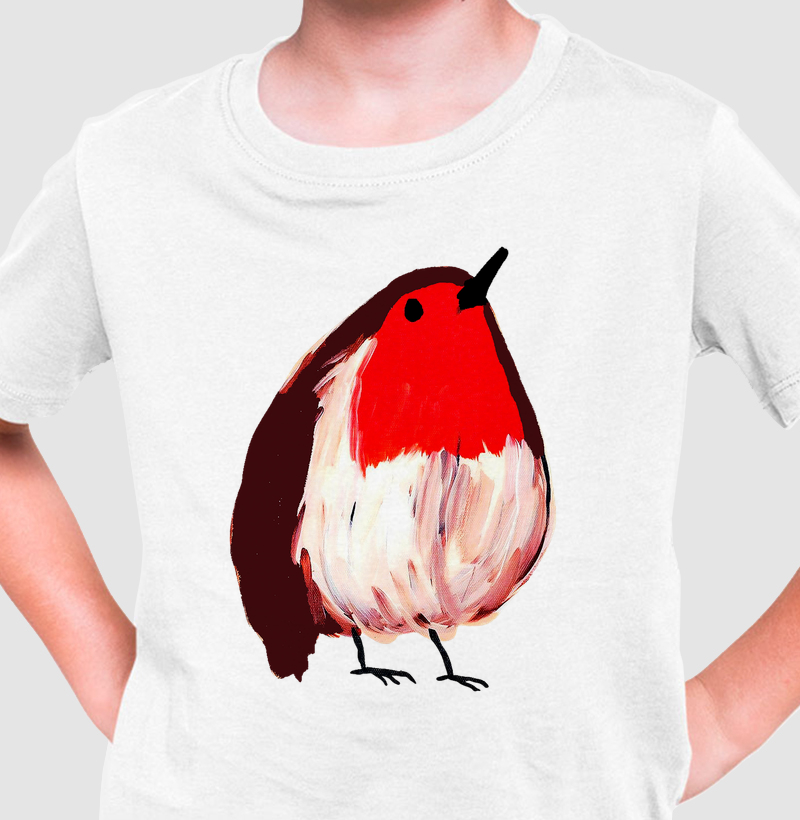 Camiseta Little Red Bird Estilo Artístico Infantil 