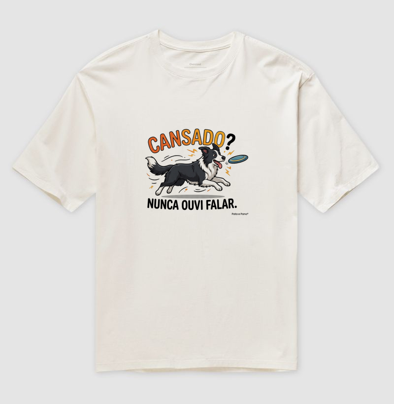 CAMISETA OVERSIZED BORDER COLLIE CANSADO - Camiseta Oversized