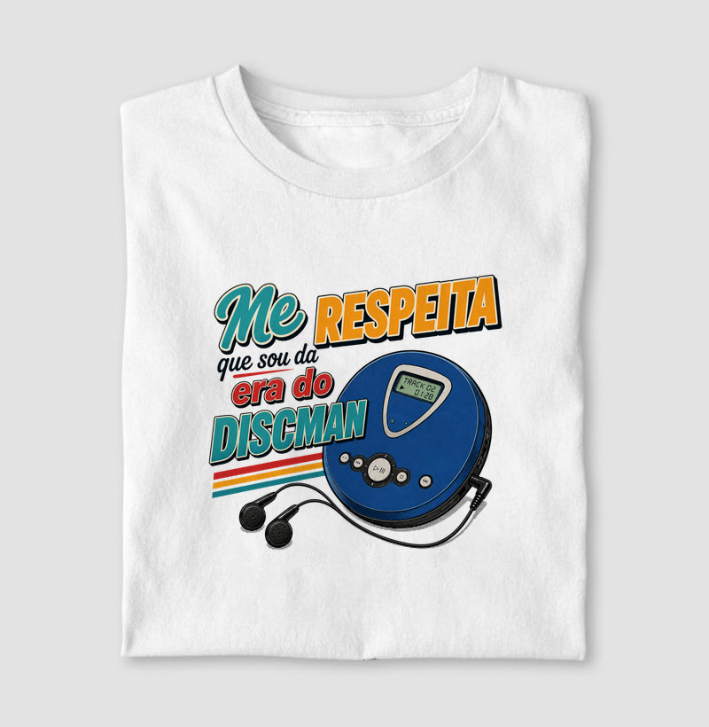 Me Respeita Sou da Era do Discman – Estampa Vintage Retrô Anos 90