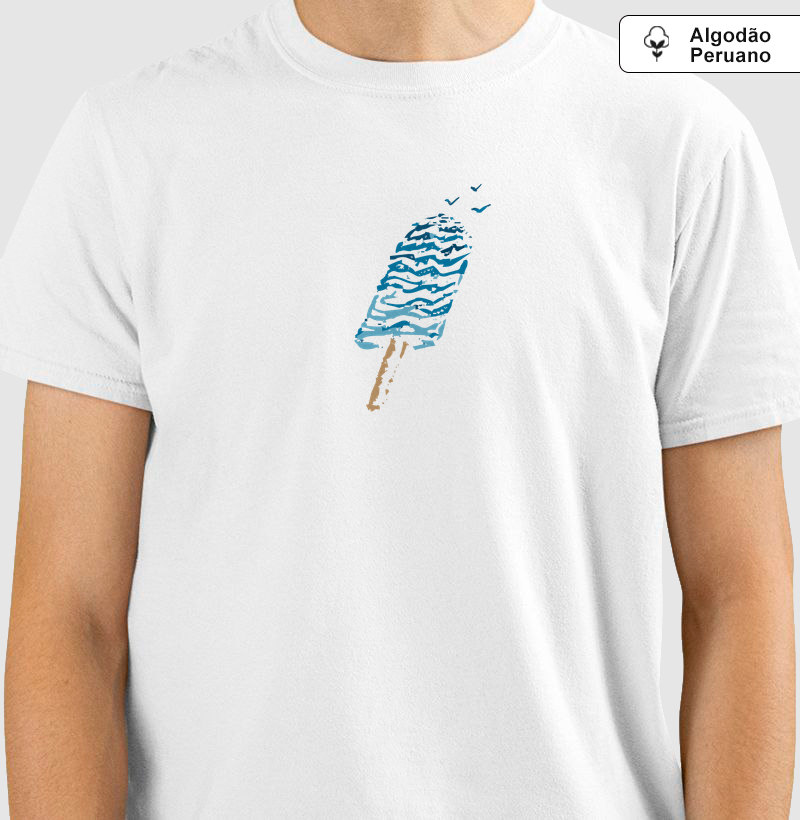 Picolé na Praia - Camiseta Algodão Peruano