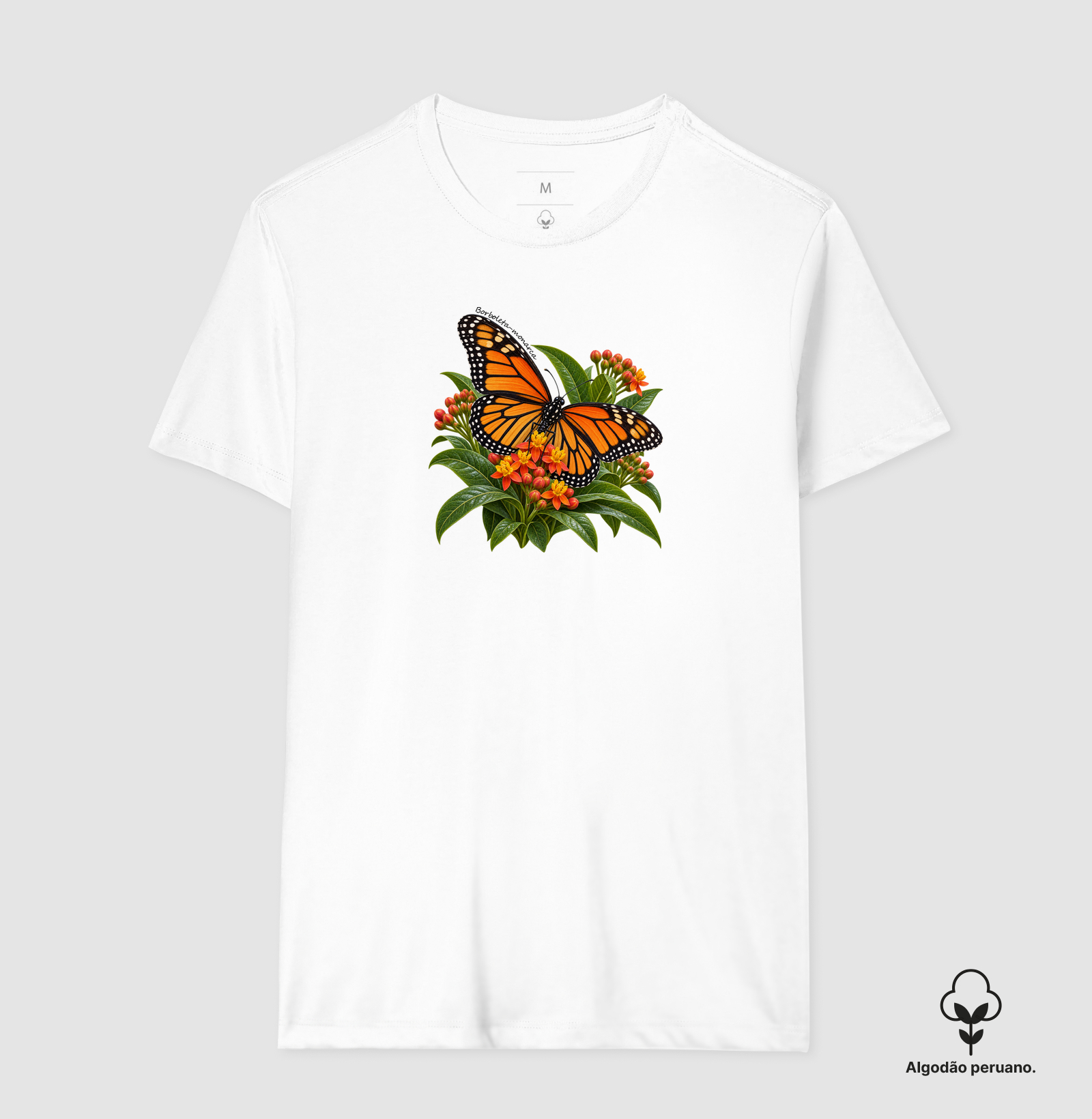 Borboleta-monarca - Coleção Fauna Brasileira - Camiseta Algodão Peruano