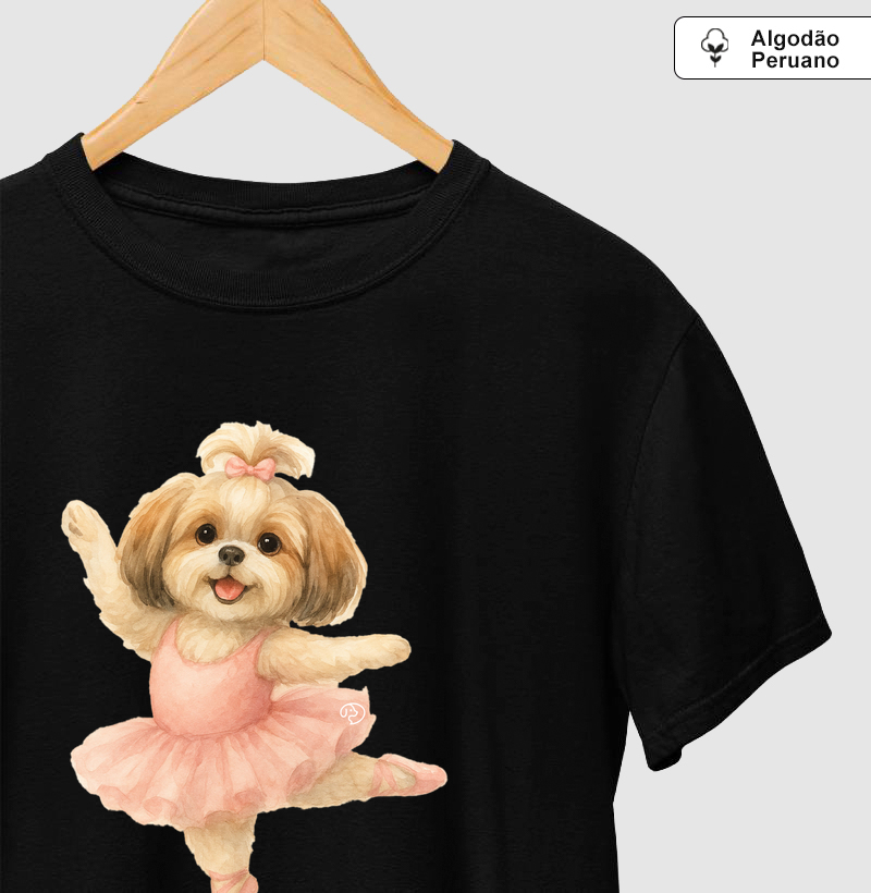 Shih Tzu Balet - Camiseta Algodão Peruano