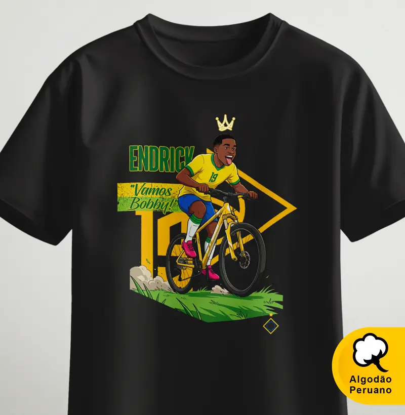 Endrick pedalando - Camiseta Algodão Peruano