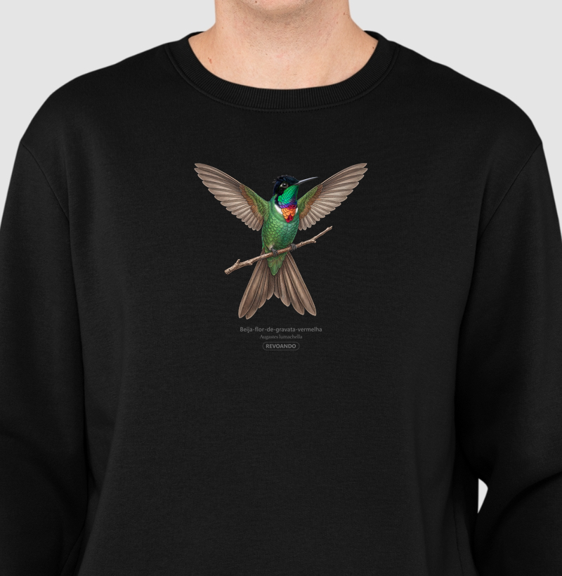 Traços Alados - Beija-flor-de-gravata-vermelha - Moletom