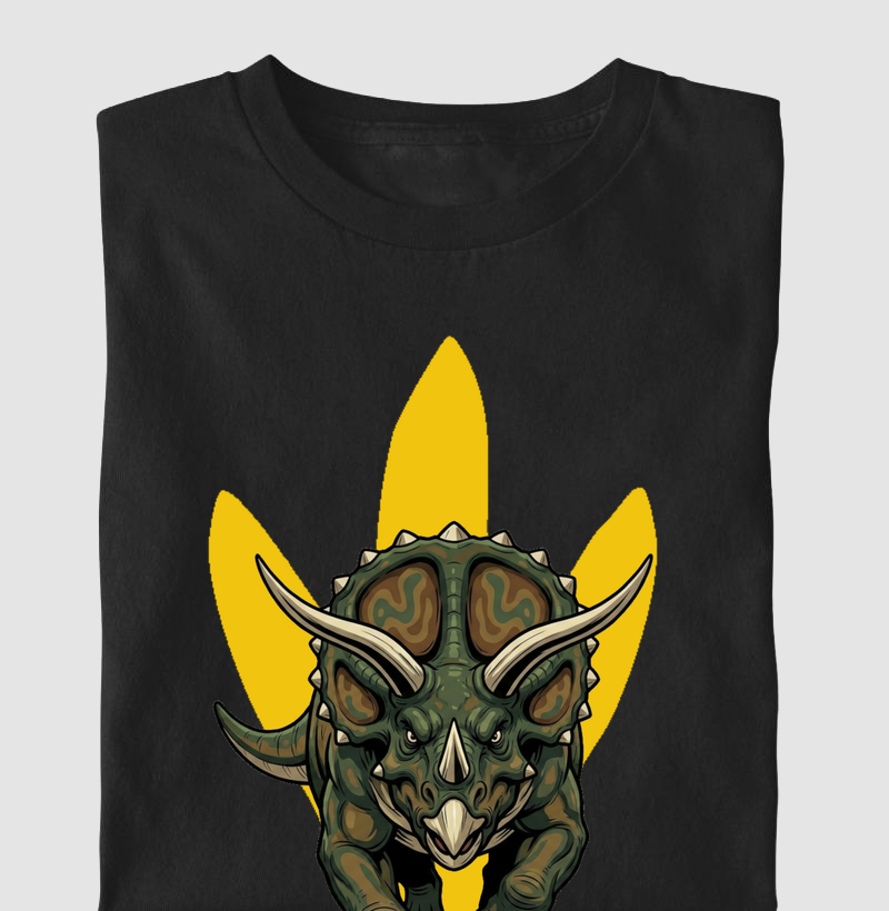 Camiseta Dinossauro Triceratops Furioso Algodão Premium Dinoloco