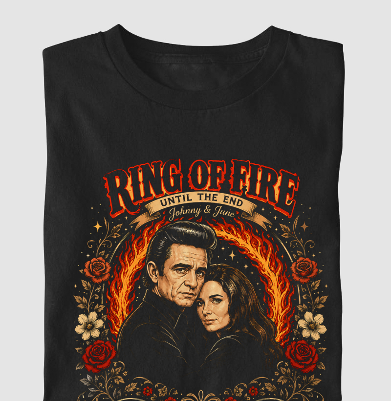 Camiseta Country Masculina e Feminina Ring of Fire Johnny & June Rustler South Co.