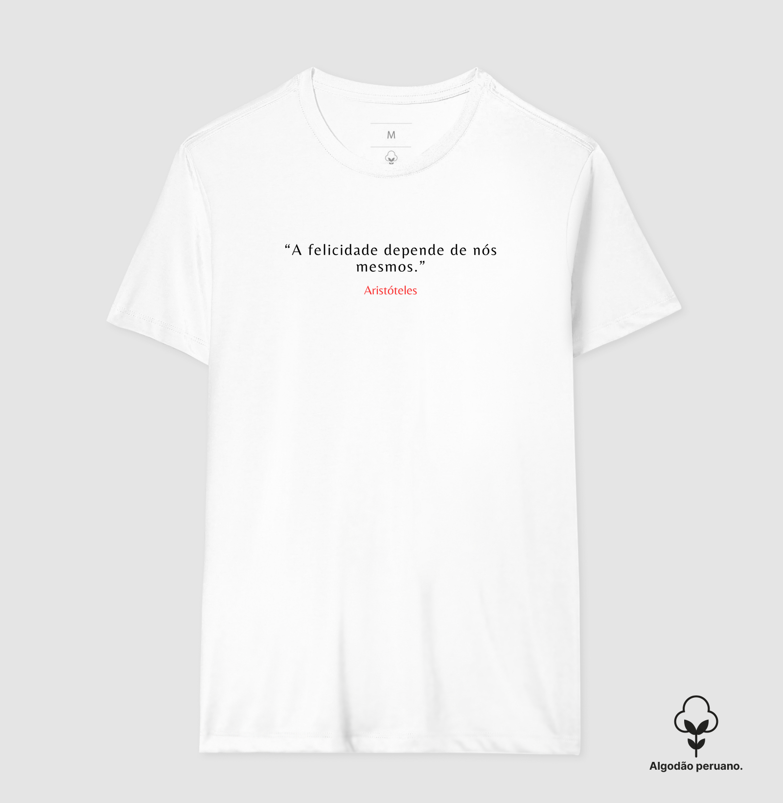 Camiseta Em Algodão Peruano Aristóteles Felicidade