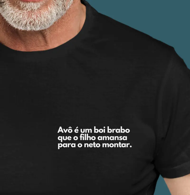 Avô é um boi brabo que o filho amansa para o neto montar. (minimalista)