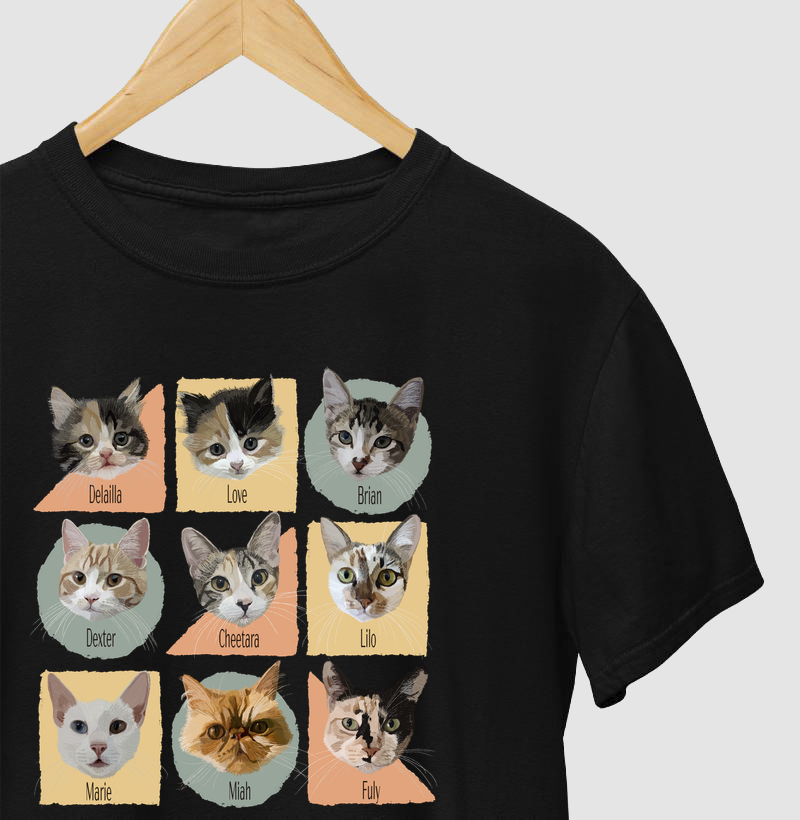 Camiseta Personalizada - 9 gatinhos Josiane