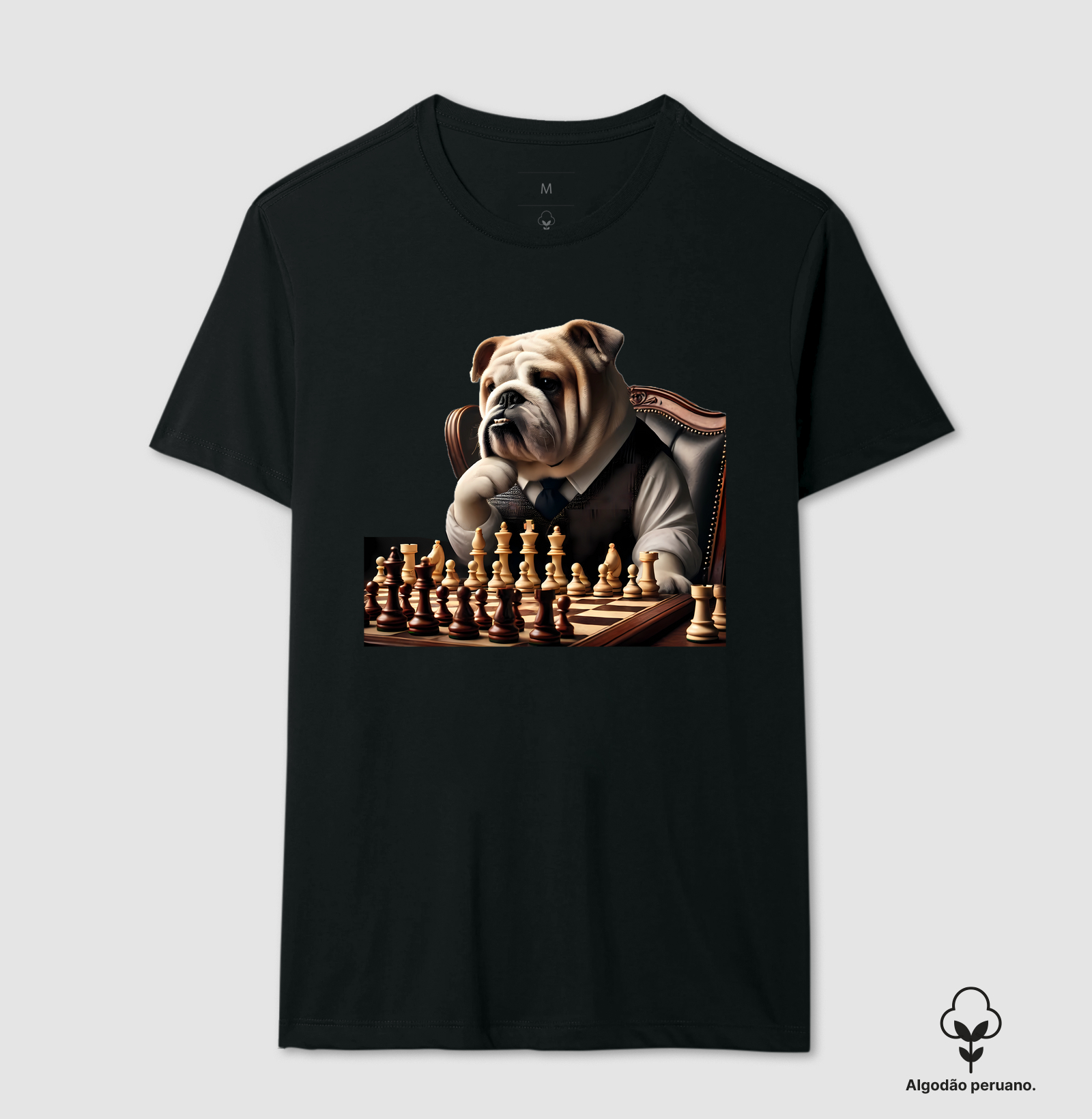 Bulldog jogando xadrez