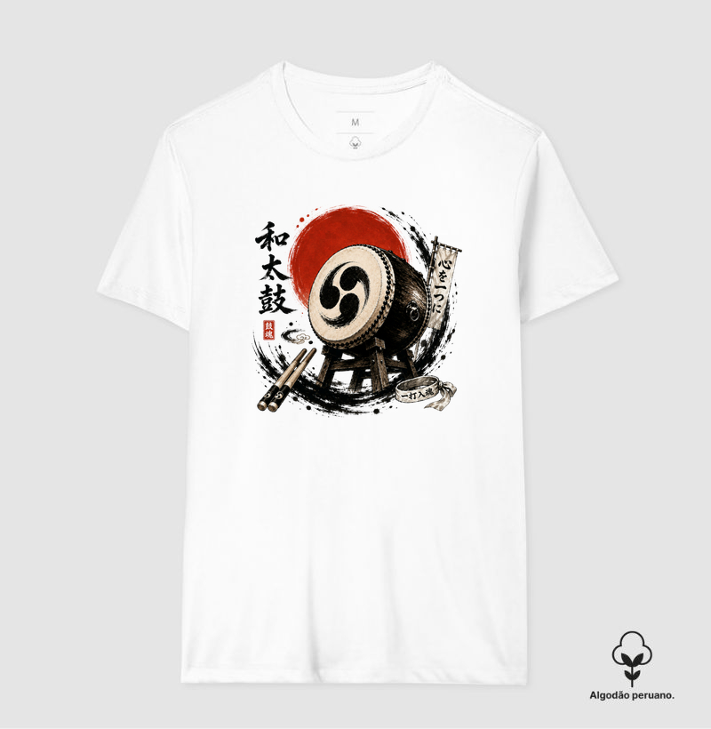 O Espírito do Taiko - Camiseta Algodão Peruano