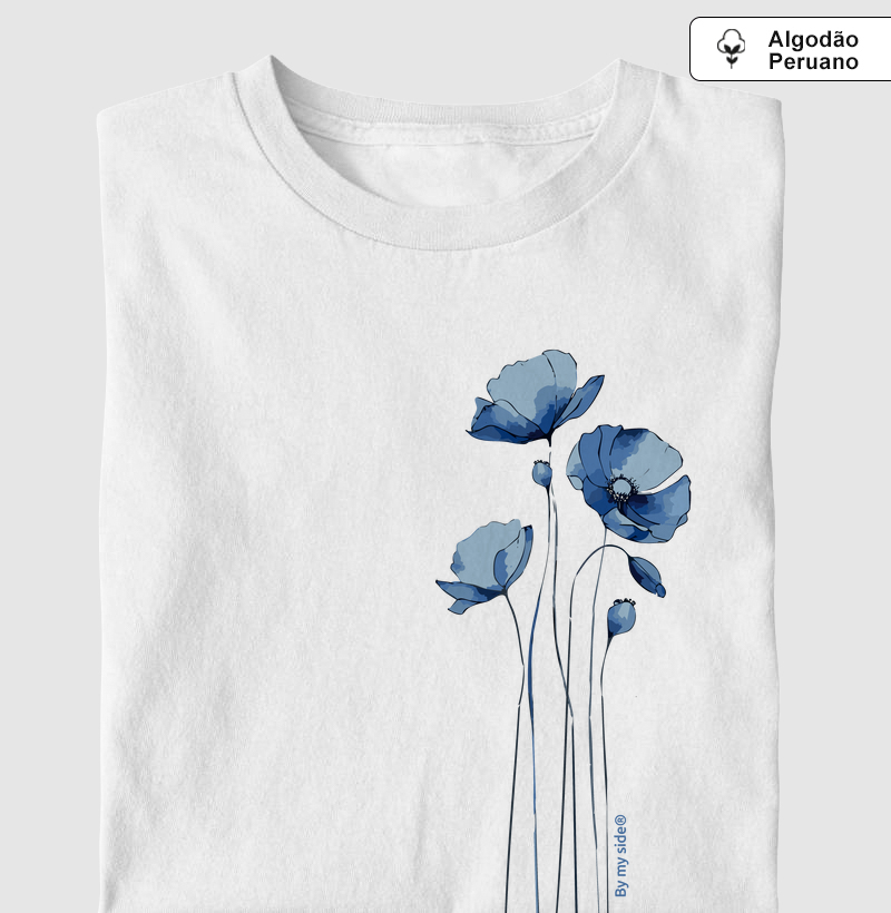Flores Azuis 02 - Algodão Peruano