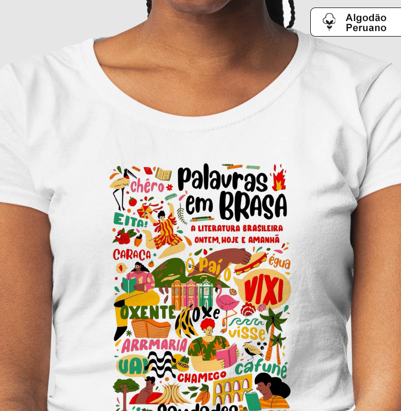 Camiseta Algodão Peruano Palavras Brasileira